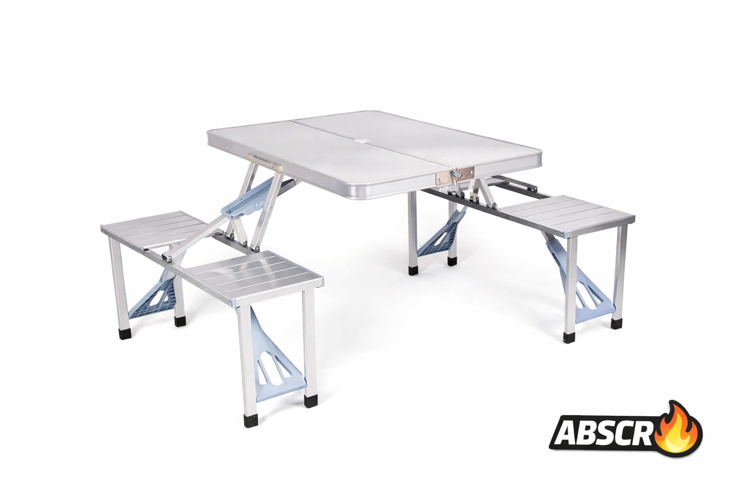 Masa pliabila aluminiu tip geamantan cu 4 scaune si suport umbrela – ideala pentru picnic, camping si gradina