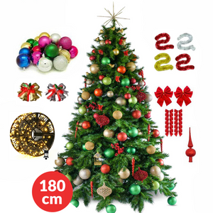 Brad de Craciun artificial, inaltime 180cm, Instalatie 50 m, accesorii incluse - PromotiiZilnice