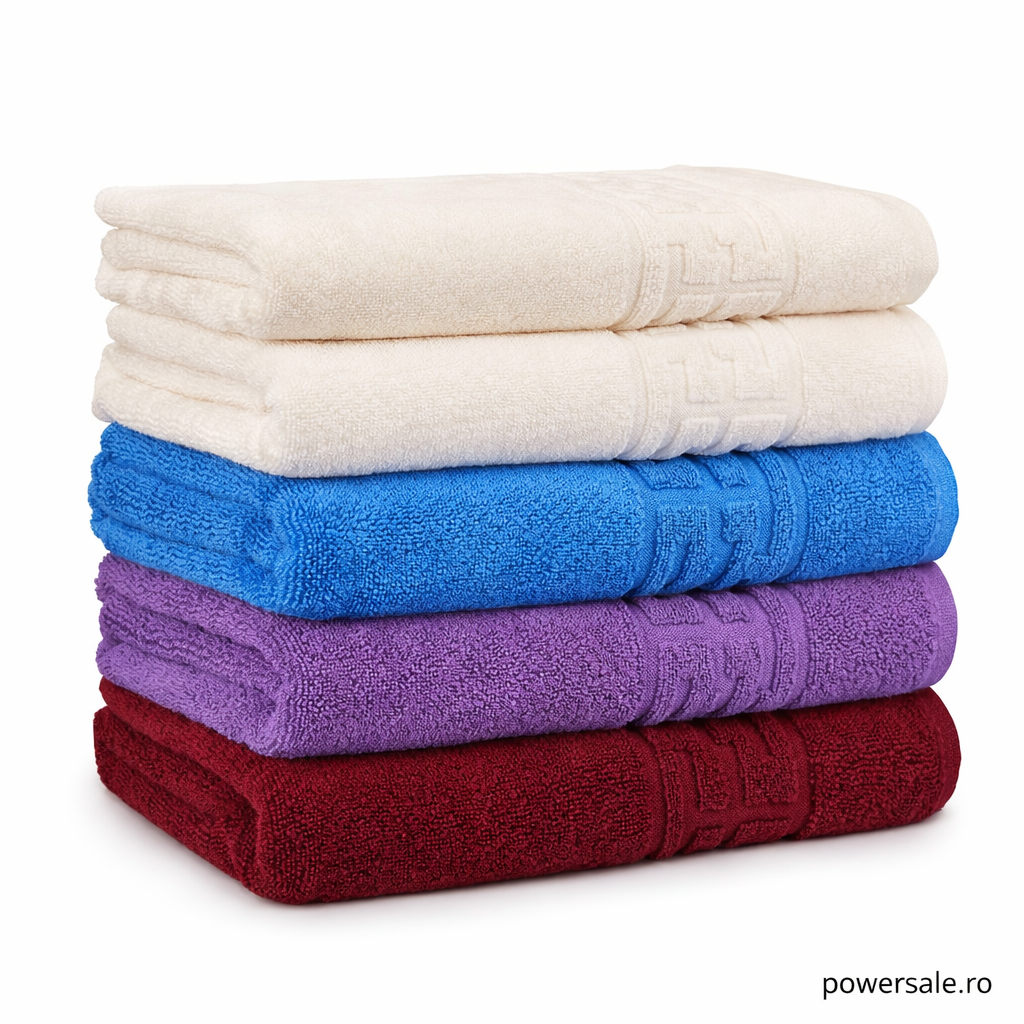 Set 5 Prosoape Baie 70x140 cm din Bumbac Premium – Absorbante, Moi si Rezistente