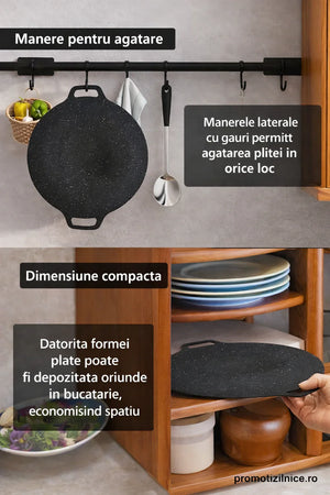 Set 2 Bucati Plita Japoneza 36 cm, Antiaderenta, Compatibila Aragaz si Inductie, Gatire Rapida si Uniforma PromotiiZilnice
