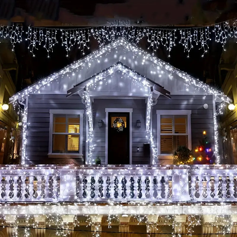 Set 3 Instalații Franjuri LED 3 x 12 m (36 m), Alb Rece, Alb Cald, Albastru, Multicolor - PromotiiZilnice