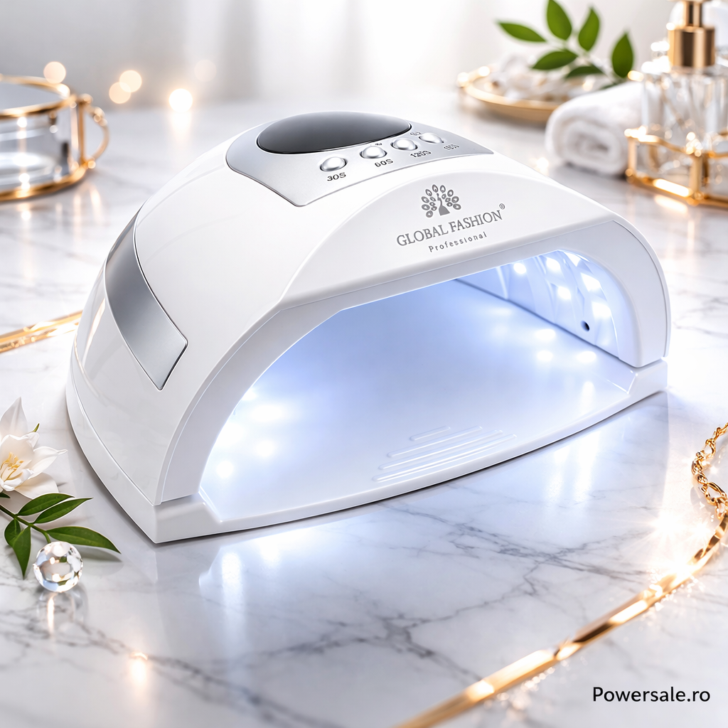 Lampă Unghii LED UV Global Fashion L-1004 268W Profesională – Uscare Rapidă Gel și Ojă Semipermanentă