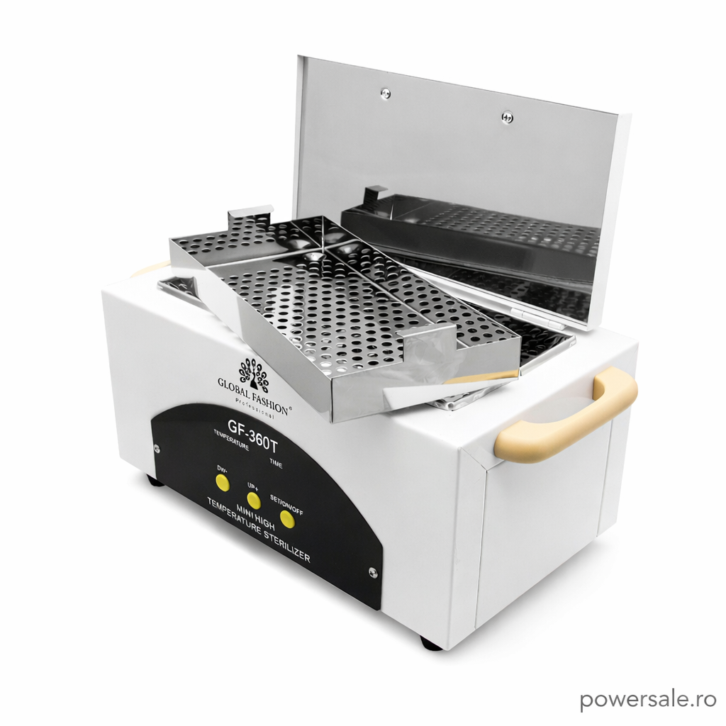 Sterilizator Profesional cu Aer Cald Global Fashion GF-360T cu Display Digital, 300W, 0-200°C + CADOU 100 Pungi Kraft Sterilizare 130×200 mm
