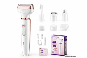 Aparat de ras electric pentru femei 4-în-1, reîncărcabil USB – rasori, trimmer și perie de curățare PromotiiZilnice