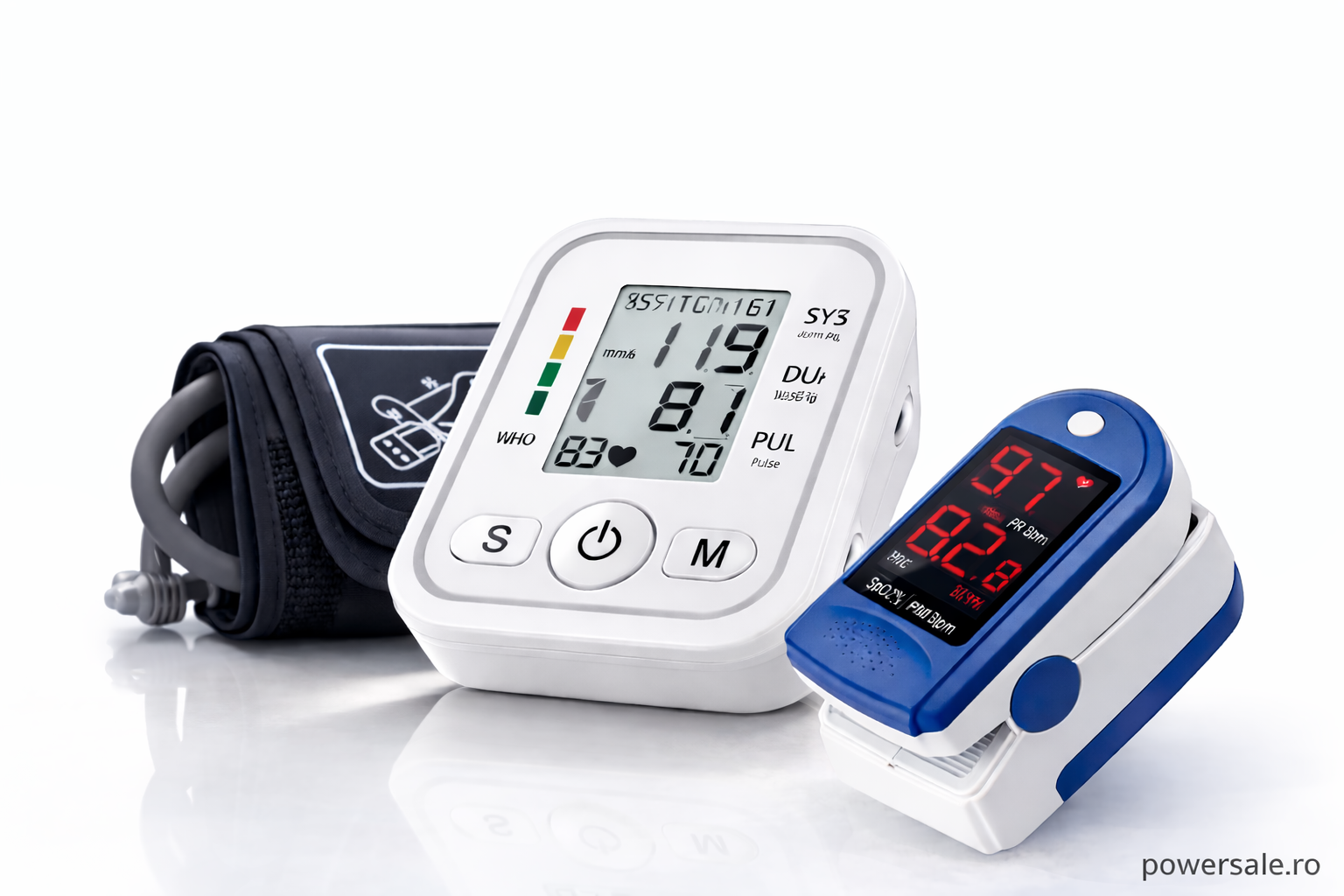 Set Tensiometru Digital de Braț + Pulsoximetru OLED