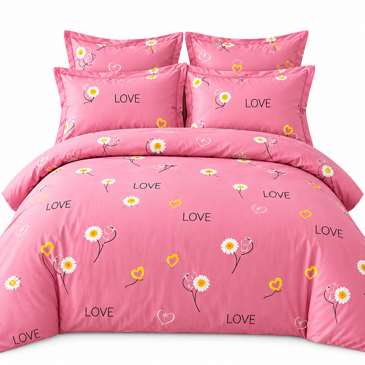 Lenjerie de Pat Finet 4 Piese – Model LOVE Floral