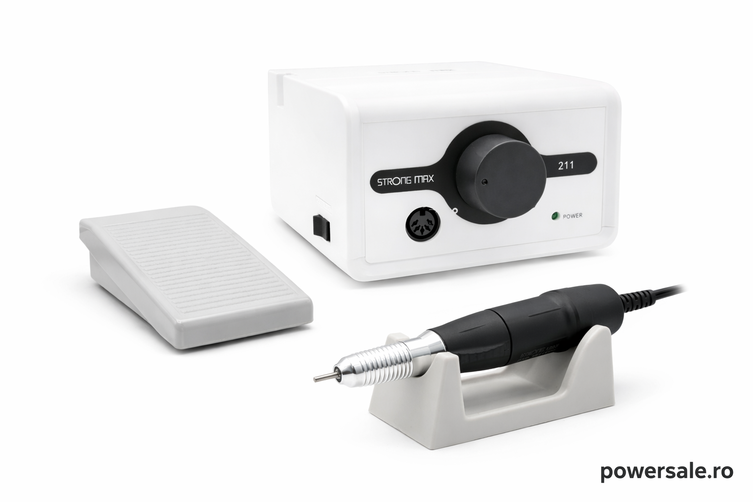 Pila Electrică Strong Max 211, 65W, 35000 RPM – Freză Unghii Profesională Manichiură & Pedichiură Albă