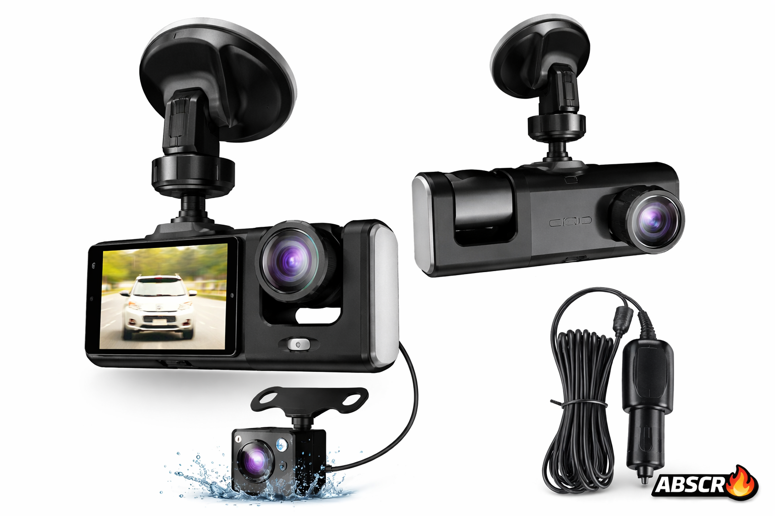 Camera auto DVR 3 canale, fata + interior + spate, Full HD 1080P, unghi larg 170°, ecran 2 inch, vedere nocturna, G-sensor, inregistrare in bucla