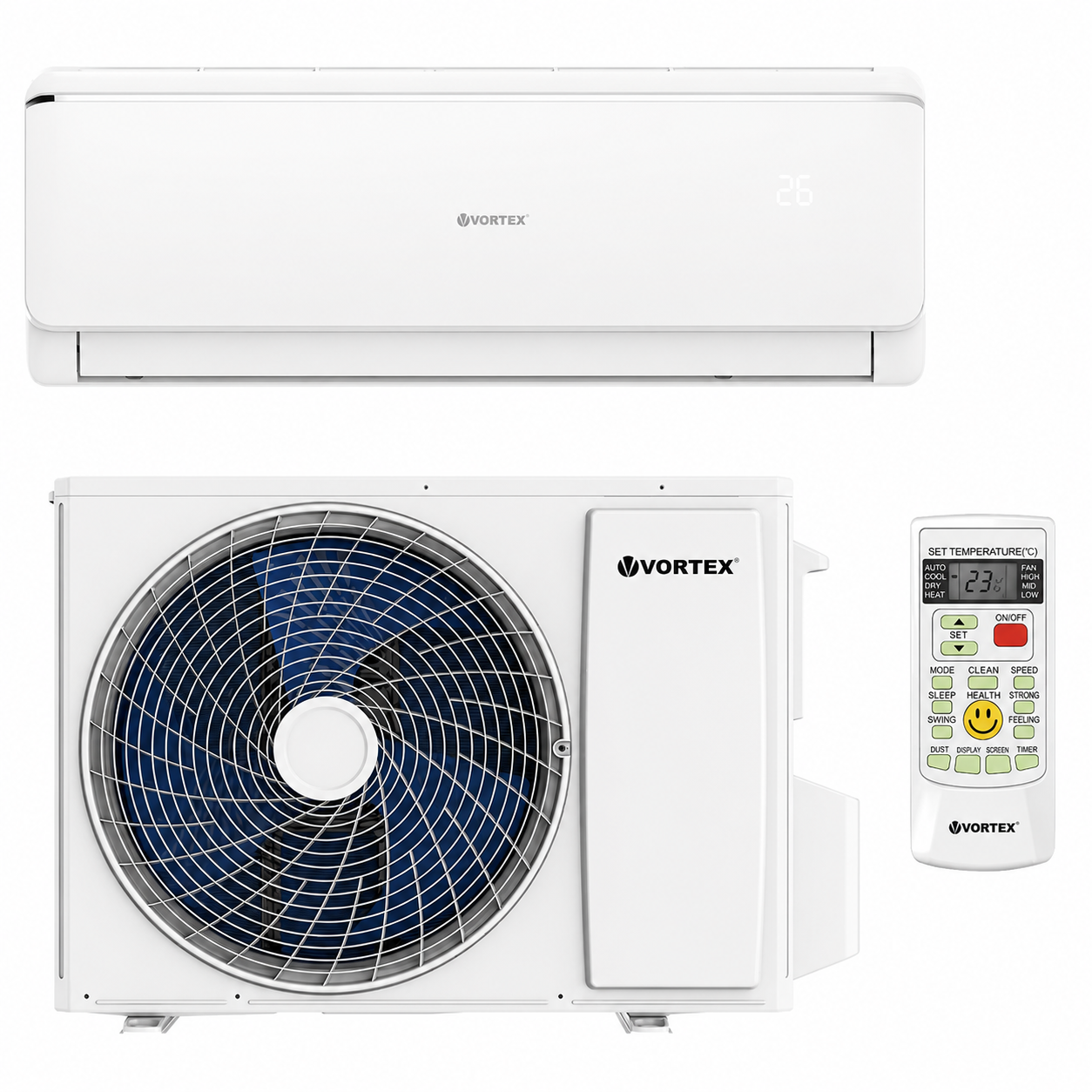 Aer conditionat VORTEX VAI0923FFWR 9000 BTU, Inverter, A++/A+, Racire, Incalzire, Dezumidificare, iFeel, Kit instalare inclus, Alb