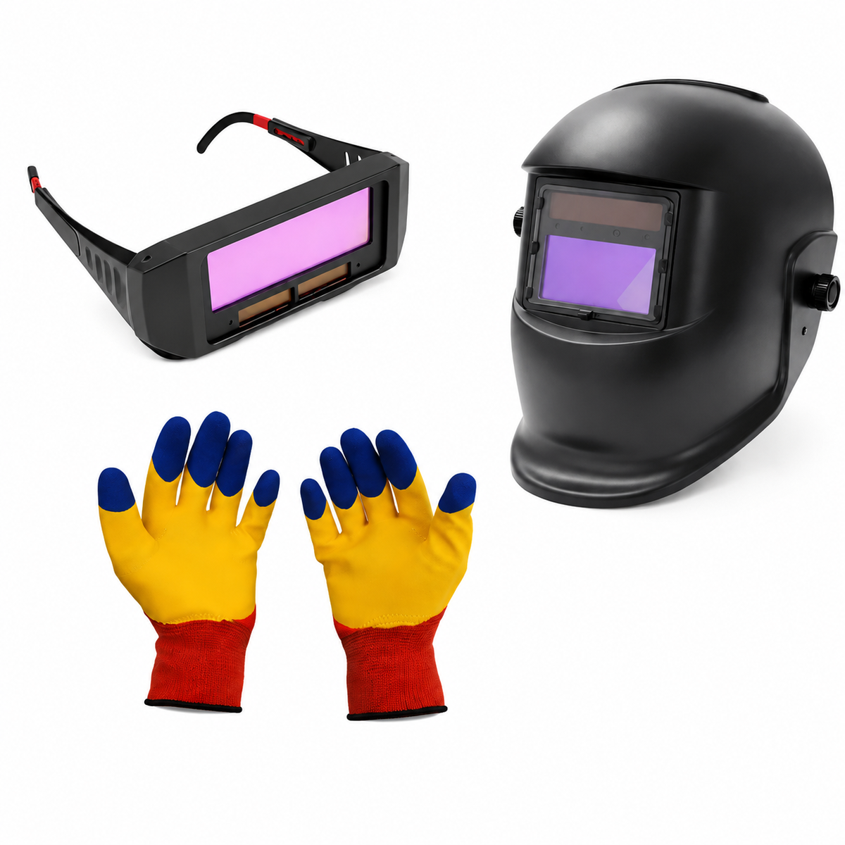 Pachet Profesional pentru Sudură – Masca Automată cu LCD + Ochelari Protecție + Mănuși
