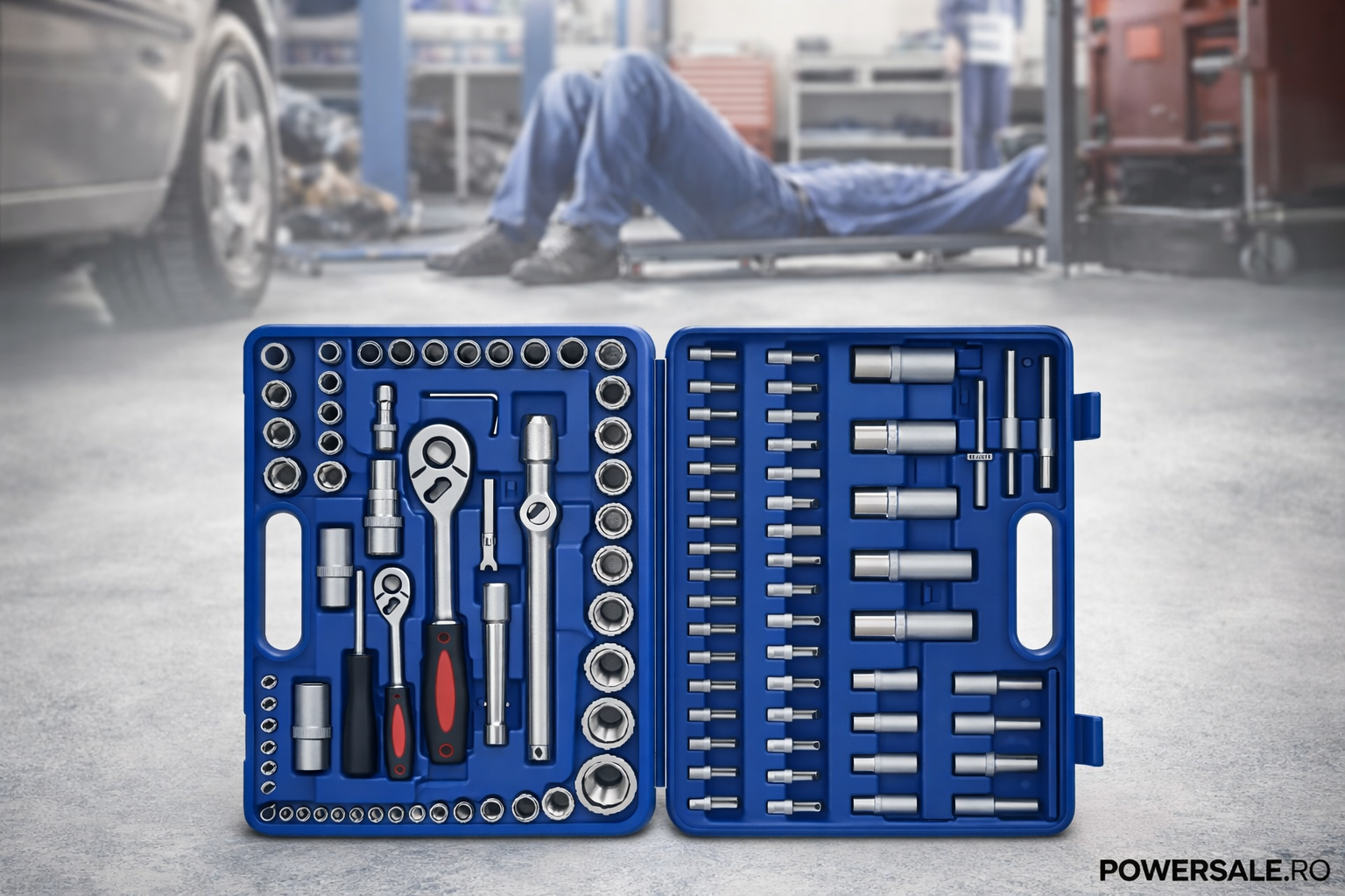 Set Chei Tubulare și Biți 108 Piese Cr-V + Mănuși de Protecție CADOU – Clichet Reversibil, Trusă Profesională Auto & Uz Casnic
