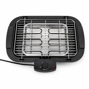 Gratar Electric 2000W, Termostat Reglabil, Grill Portabil pentru Interior si Exterior, Suprafata Mare de Gatire, Incalzire Rapida, Negru PromotiiZilnice
