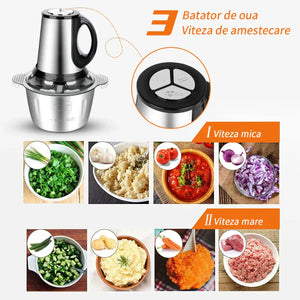 Tocator electric carne si legume, 4 lame inox, 2 viteze, capacitate mare, bol inox - PromotiiZilnice