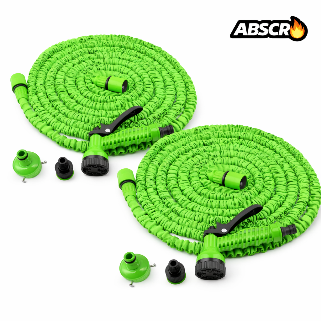 Set 2 Bucăți Furtun Extensibil 30m calitate Premium + Pistol 8 Funcții