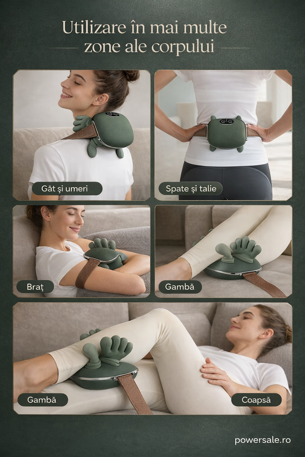Aparat de masaj cervical cu tehnologie 4D și funcție de încălzire. Masaj profund pentru gât, umeri, spate și picioare. Design ergonomic, portabil și ușor de utilizat.