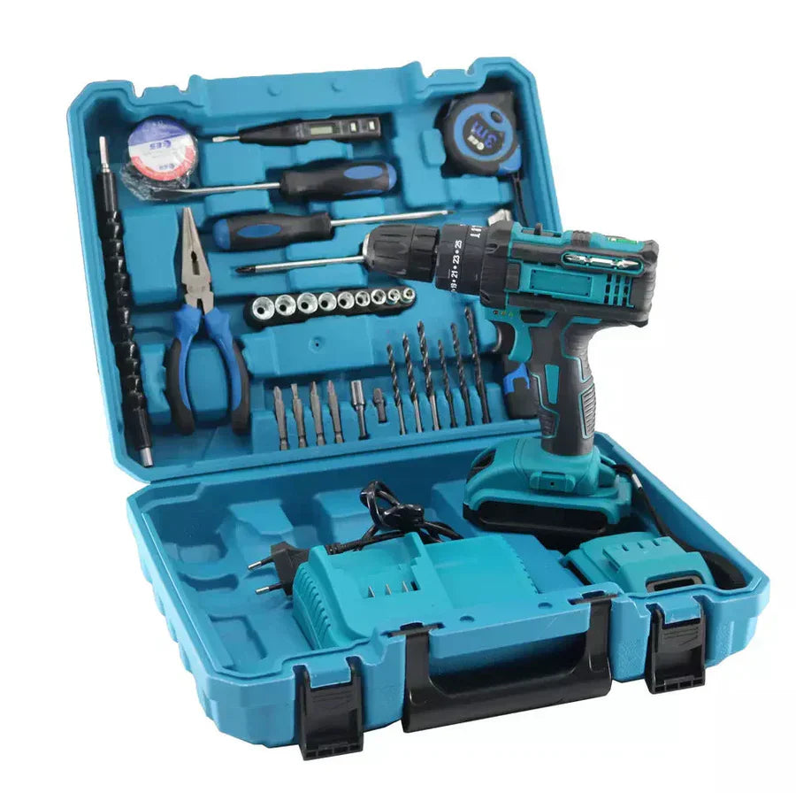 Trusa Bormasina, mandrina metalica, 2 acumulatori 36V, incarcator, Adaptor drujba pentru bormasina - PromotiiZilnice