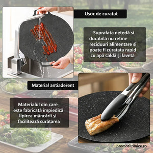 Set 2 Bucati Plita Japoneza 36 cm, Antiaderenta, Compatibila Aragaz si Inductie, Gatire Rapida si Uniforma PromotiiZilnice