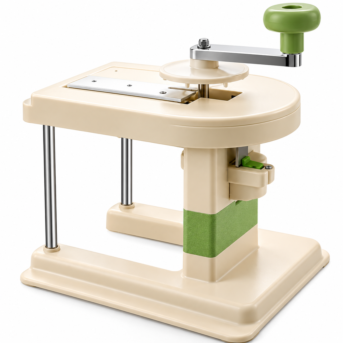 Tocător Manual pentru Varză și Legume, cu Manivelă, 25,5 × 23 × 23,5 cm, Crem-Verde