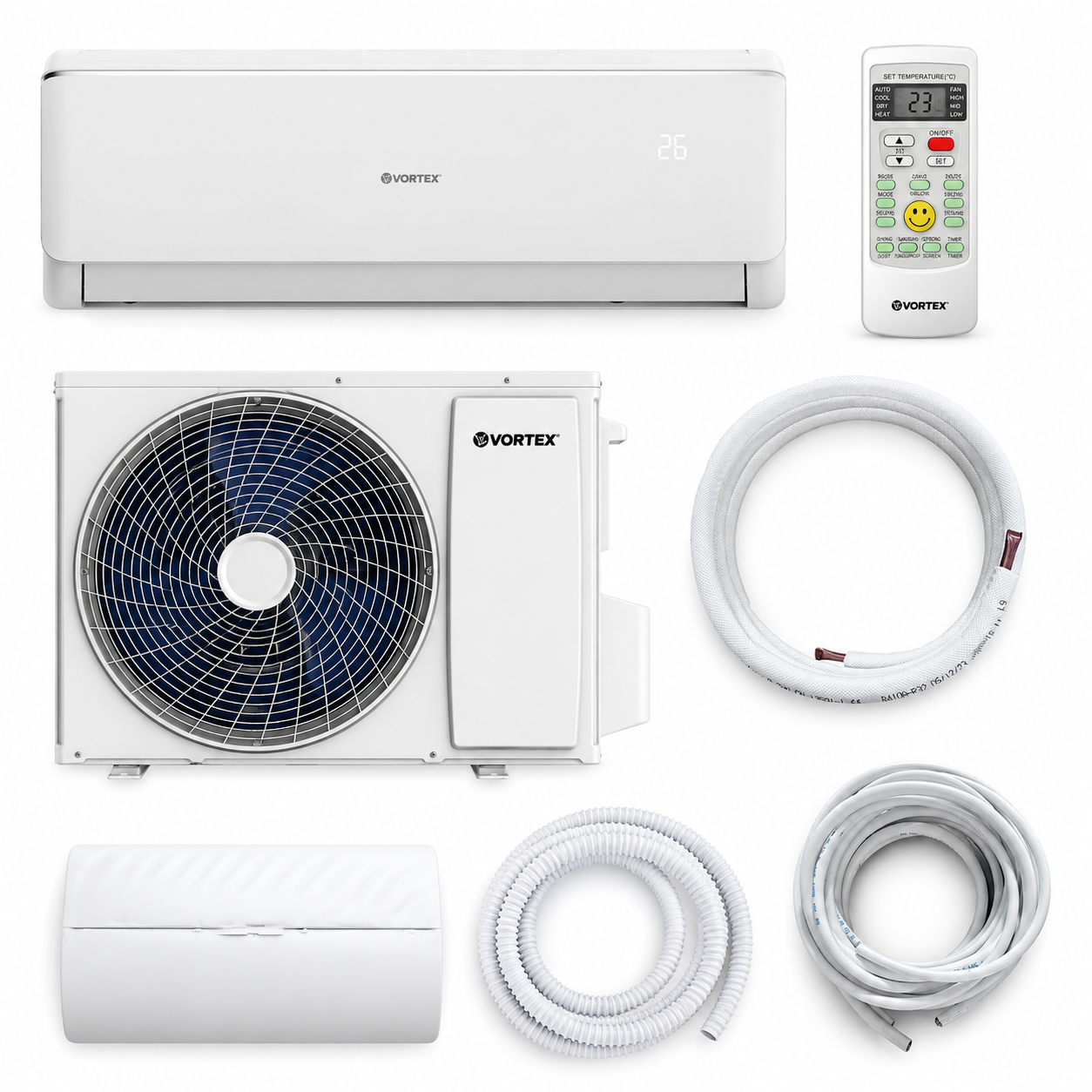 Aer conditionat VORTEX VAI0923FFWR 9000 BTU, Inverter, A++/A+, Racire, Incalzire, Dezumidificare, iFeel, Kit instalare inclus, Alb