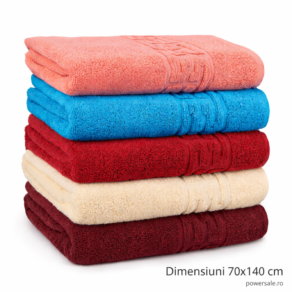Set 5 Prosoape Baie 70x140 cm din Bumbac Premium – Absorbante, Moi si Rezistente