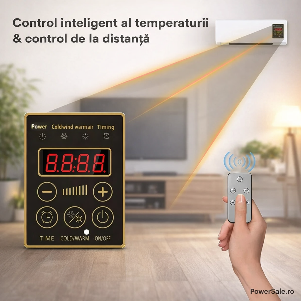 Aeroterma Portabila 2 in 1 cu Telecomanda – Racire si Incalzire Rapida, Control Digital, Design Compact