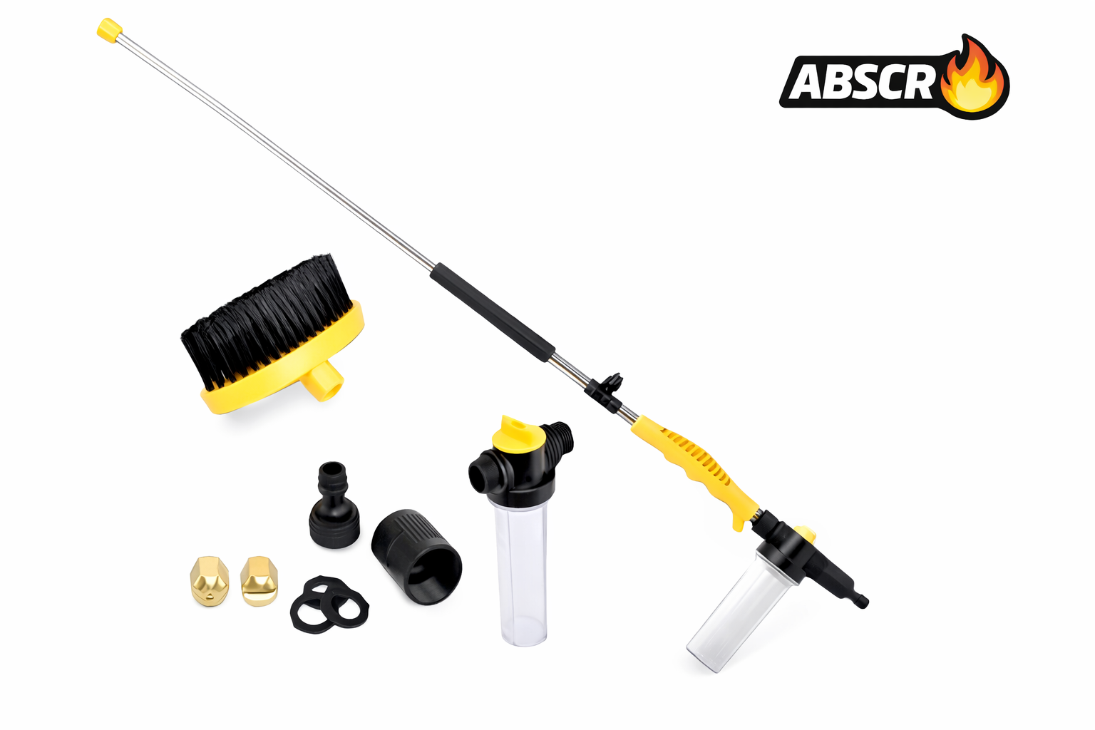 Aparat de Spalat cu Presiune cu Rezervor Detergent si Perie Rotativa – Kit Curatare Auto, Terasa, Gradina