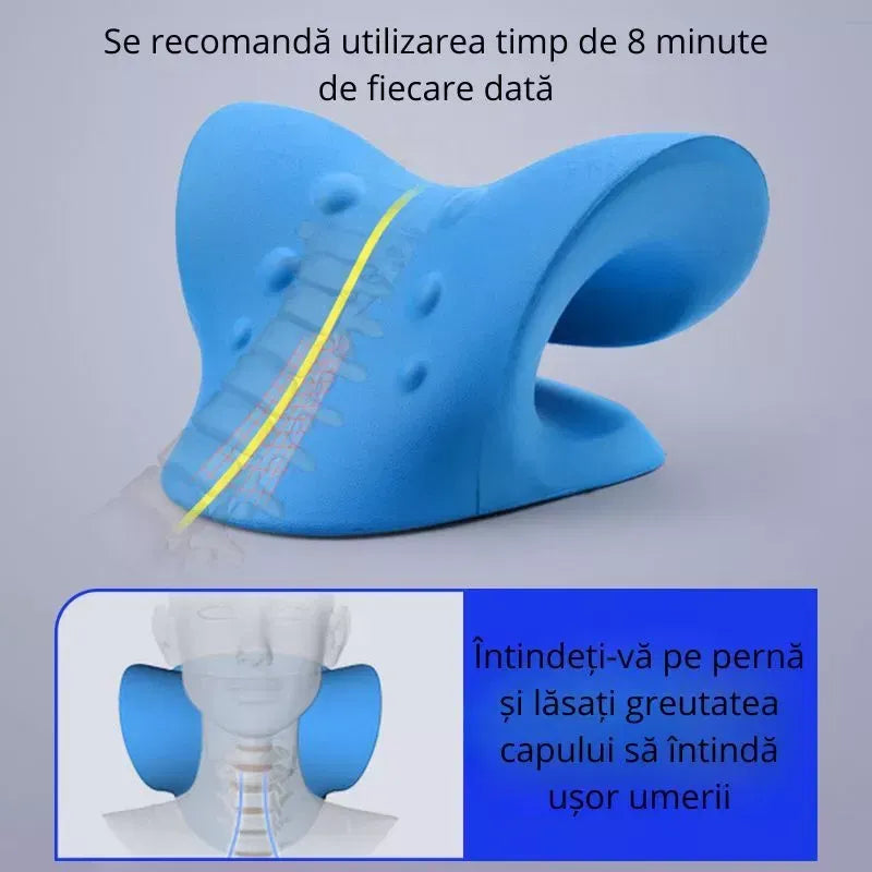 Set 2 Perne cervicale pentru gat si umeri, dispozitiv tractiune si relaxare musculara, culoare albastra