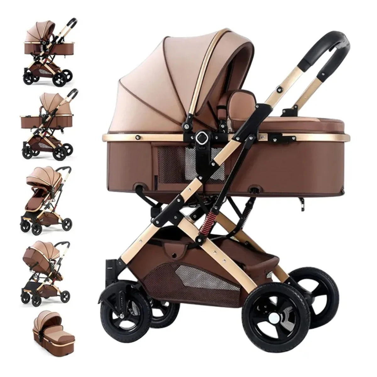 Carucior 2 în 1 - Model de Lux cu Peisaj Inalt - Pliabil cu Un Singur Buton - PromotiiZilnice