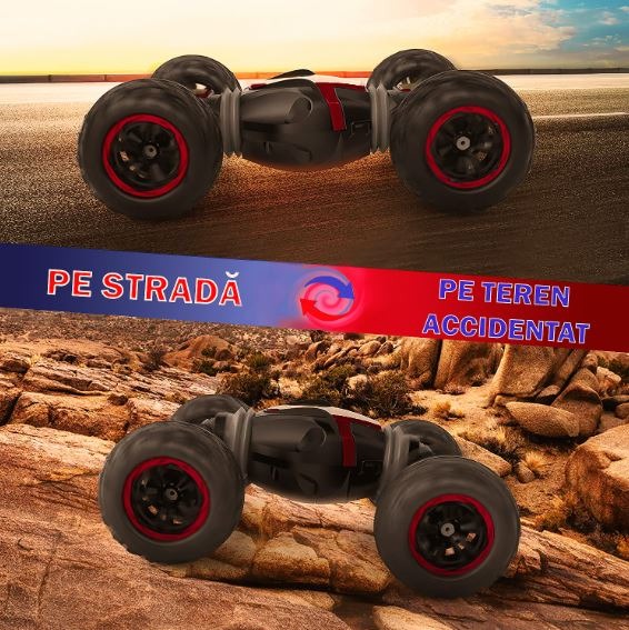 Masina RC pentru Cascadorii, Tractiune Integrala 4WD, Negru/Portocaliu