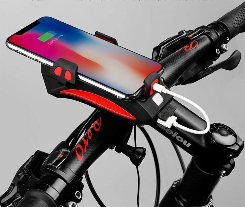 Lanterna bicicleta multifunctionala cu suport telefon si baterie de incarcare