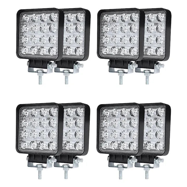 Set 8 proiectoare 16 LED 48W auto OFF-ROAD, IP 67