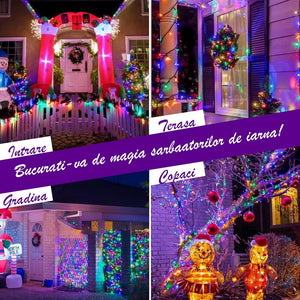 Instalatie De Craciun, 100 m, 480 LED -uri, Jocuri de Lumini, Pentru Exterior/Interior - PromotiiZilnice