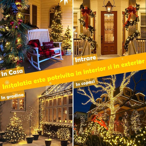 Instalatie De Craciun, 100 m, 480 LED -uri, Jocuri de Lumini, Pentru Exterior/Interior - PromotiiZilnice