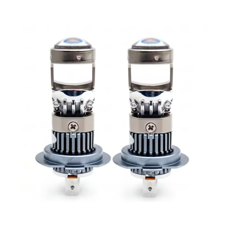 Set 2 Becuri Auto H4, H7, LED cu Lupa PRO, 140W, Set 2, 6500K, Luminozitate 300%