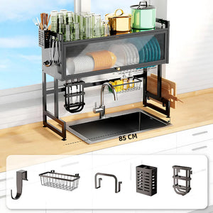 Scurgator, Raft vase, 85 cm lungime, otel Premium inoxidabil, anticoroziune, design versatil, uscare/depozitare, negru PromotiiZilnice