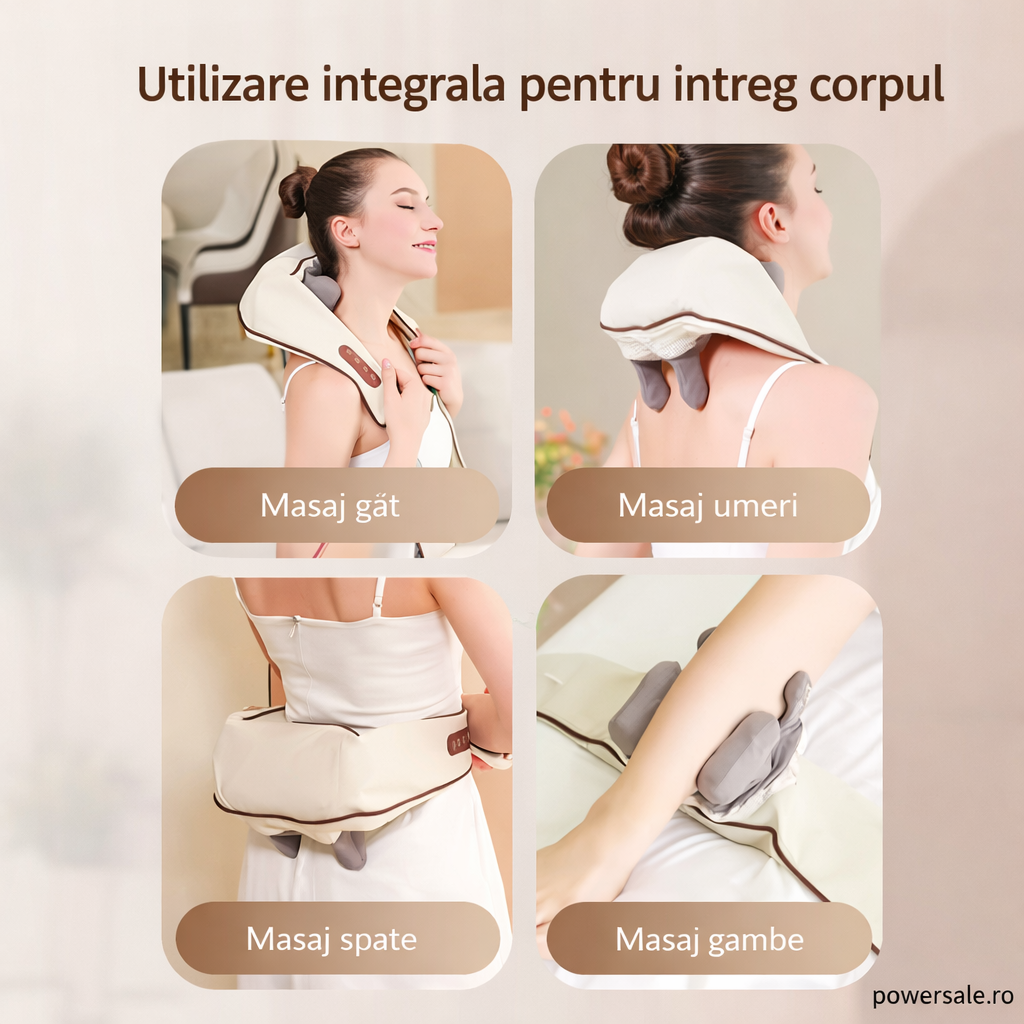 Aparat Electric Masaj pentru Gât, Umeri, Picioare și Corp – Masaj Multifuncțional cu Căldură