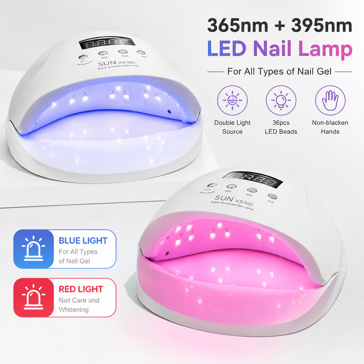 Set Profesional Manichiură UV LED – Freză Electrică Unghii + 2 Lămpi UV/LED pentru Gel, Semi și Pedichiură | Kit Complet Salon Acasă