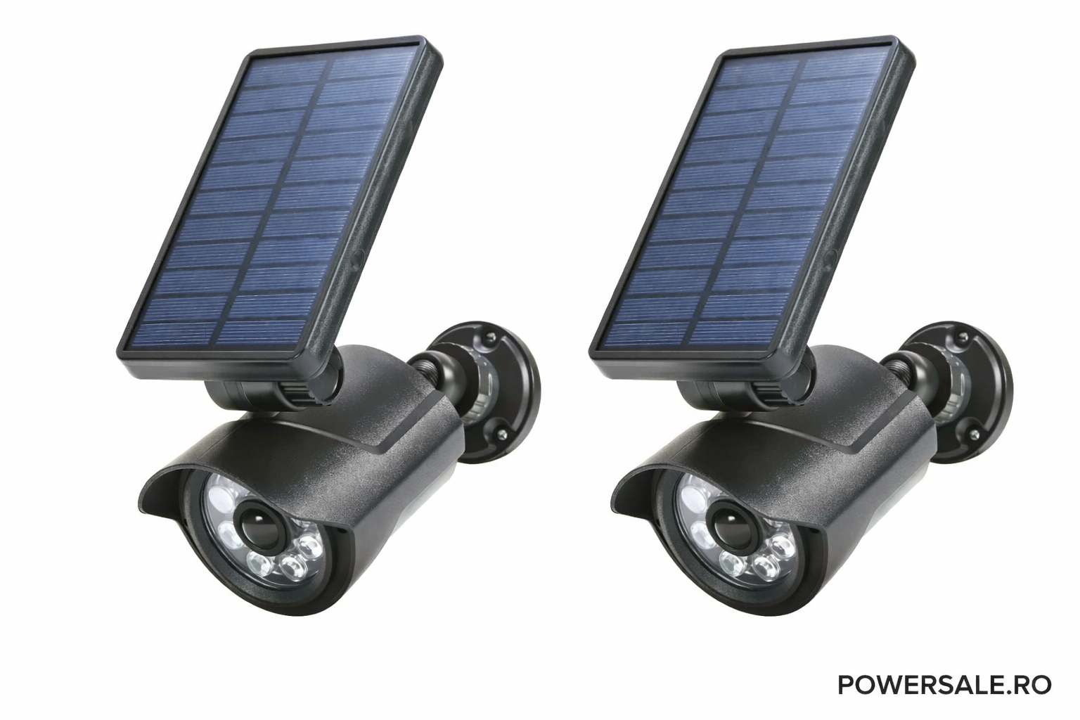 Set 2 bucăți camere de supraveghere false cu iluminare solară și senzor de mișcare