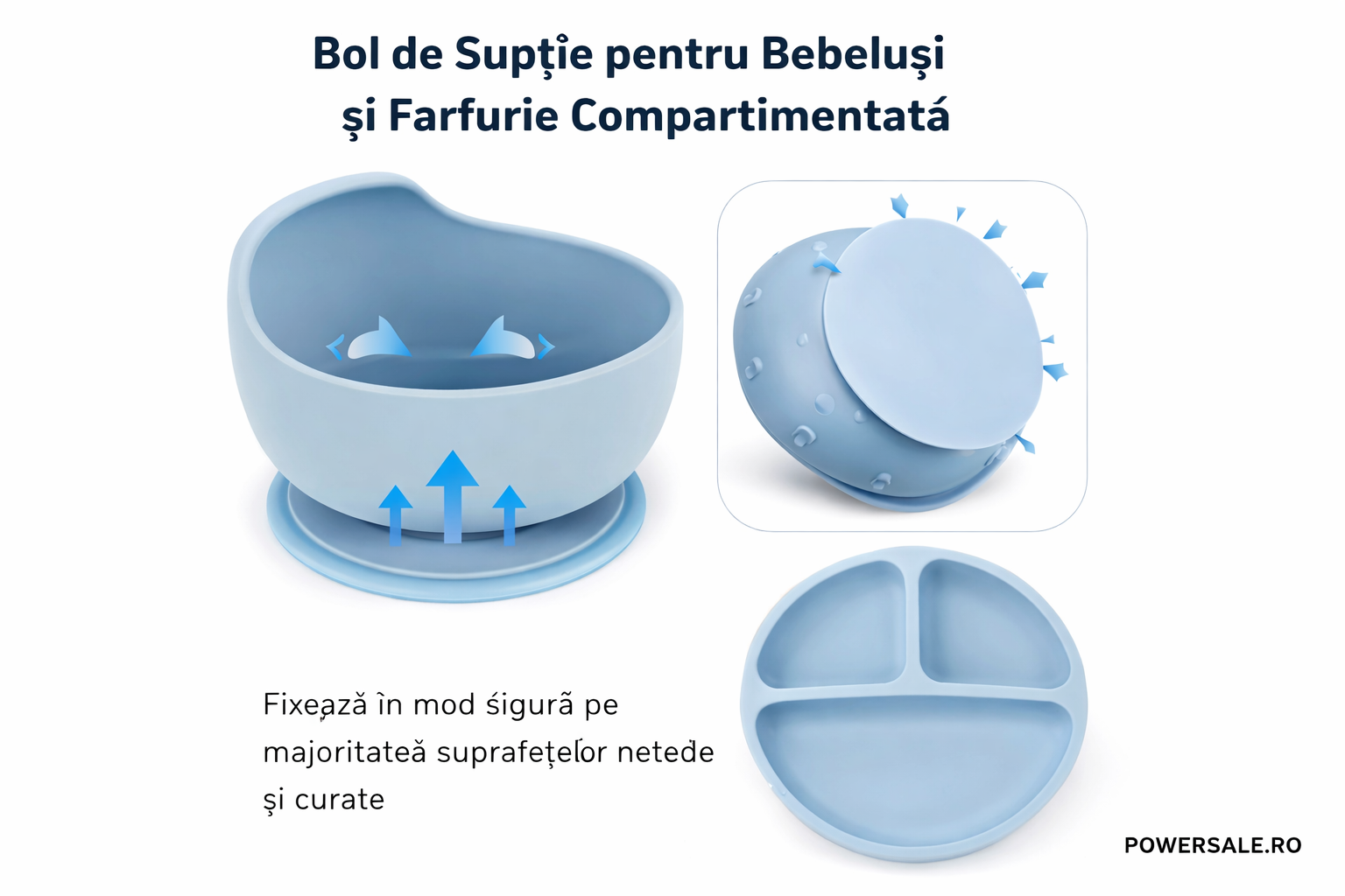 Set 10 piese hranire bebelusi din silicon alimentar – Set diversificare complet cu baveta reglabila
