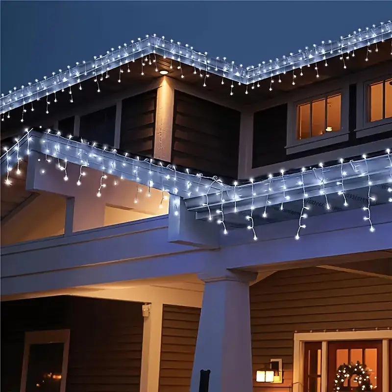 Set 3 Instalații Franjuri LED 3 x 12 m (36 m), Alb Rece, Alb Cald, Albastru, Multicolor - PromotiiZilnice