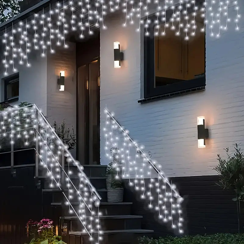 Set 3 Instalații Franjuri LED 3 x 12 m (36 m), Alb Rece, Alb Cald, Albastru, Multicolor - PromotiiZilnice