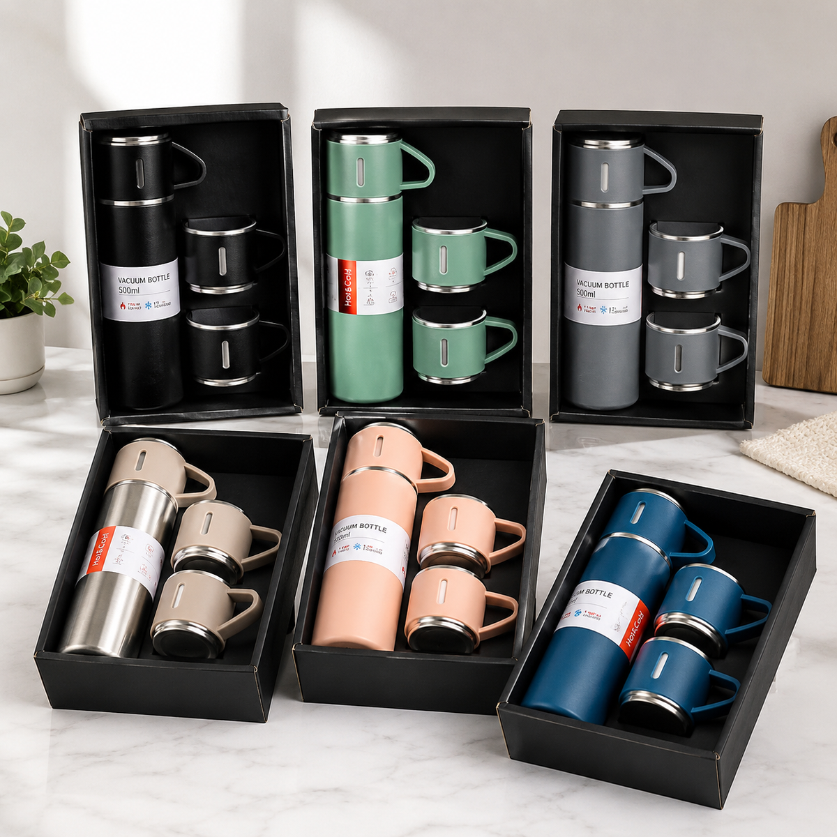 Pachet 2 Termosuri 500 ml cu 6 Cești – Set 8 Piese