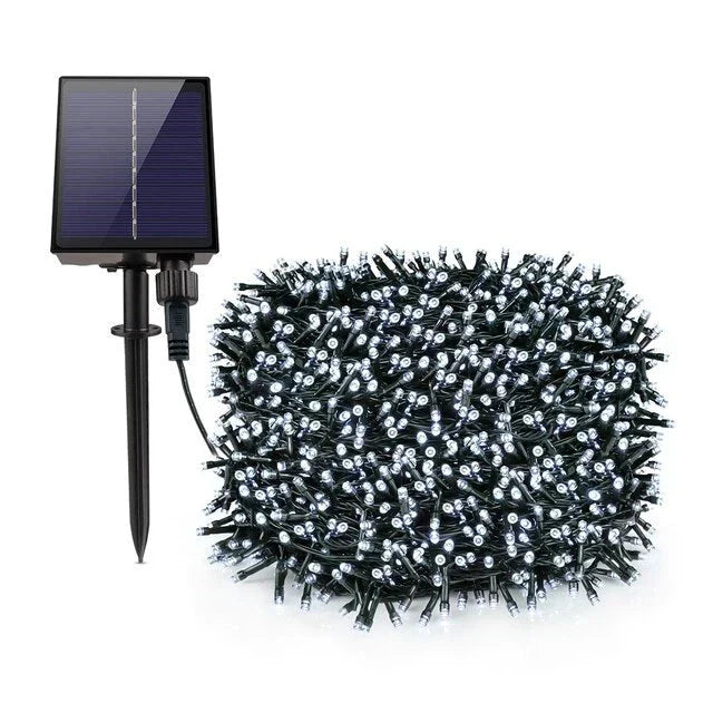 Instalatie solara pentru exterior IP44, 100m, liniara, alb rece - PromotiiZilnice