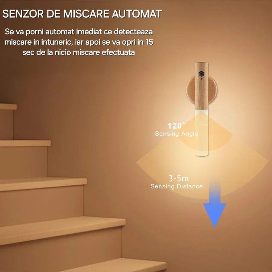 Set 4 Lampa LED de perete cu senzor de miscare, prindere de suport cu magnet, portabil, comutator ON/OFF,AUTO - PromotiiZilnice