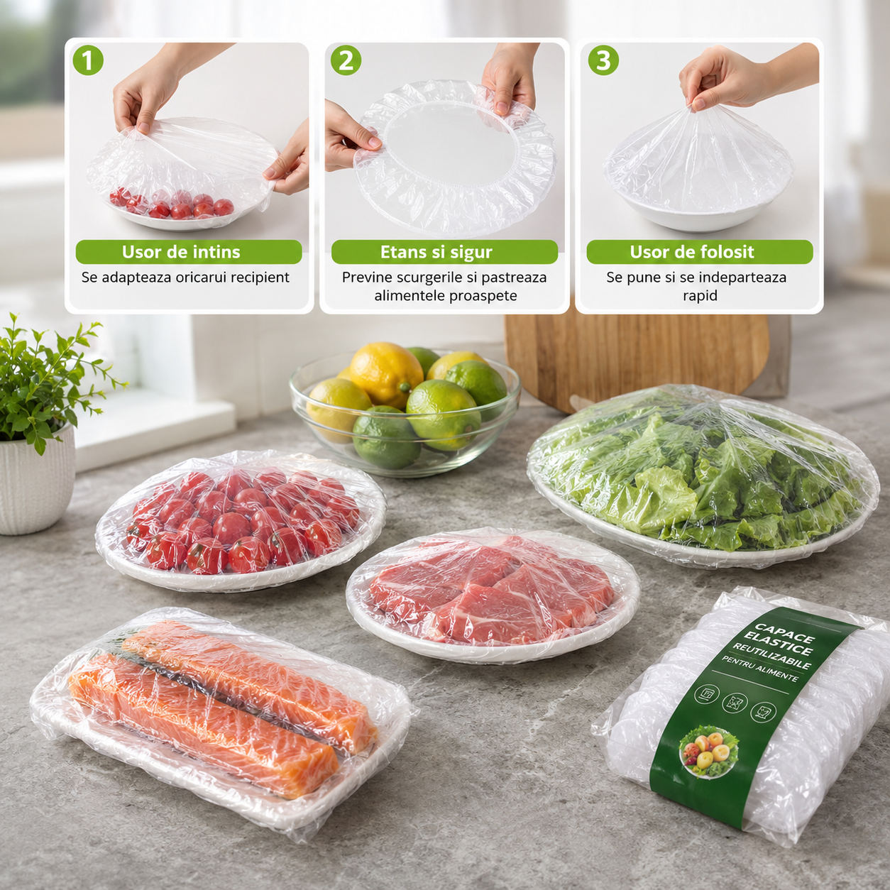 Set 500 Saculeti Alimentari Elastici pentru Pastrarea Alimentelor