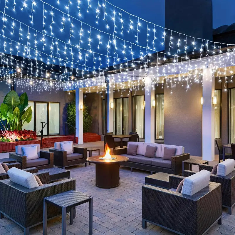 Set 3 Instalații Franjuri LED 3 x 12 m (36 m), Alb Rece, Alb Cald, Albastru, Multicolor - PromotiiZilnice