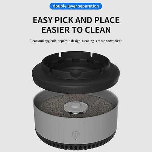 Scrumiera electrica cu aspiratie directa, suport din rasina epoxidica anti-topire, cu functie de purificare a aerului, odorizant pentru eliminarea mirosului, functioneaza cu baterii AA, gri PromotiiZilnice