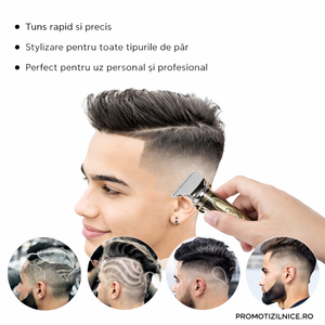 Pachet 2 bucati Masina de tuns profesionala, reincarcabila USB, lama T precisa, pentru par, barba si contur PromotiiZilnice