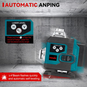 Nivela laser 4D, 16 linii, cu telecomanda, cu 1 baterie, albastru/negru - PromotiiZilnice