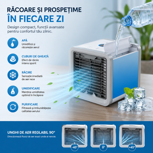 Set 2 Bucăți Mini Răcitor de Aer Portabil Arctic Air Cooler, Umidificare și Purificare Aer, Alimentare USB, LED 7 Culori PromotiiZilnice